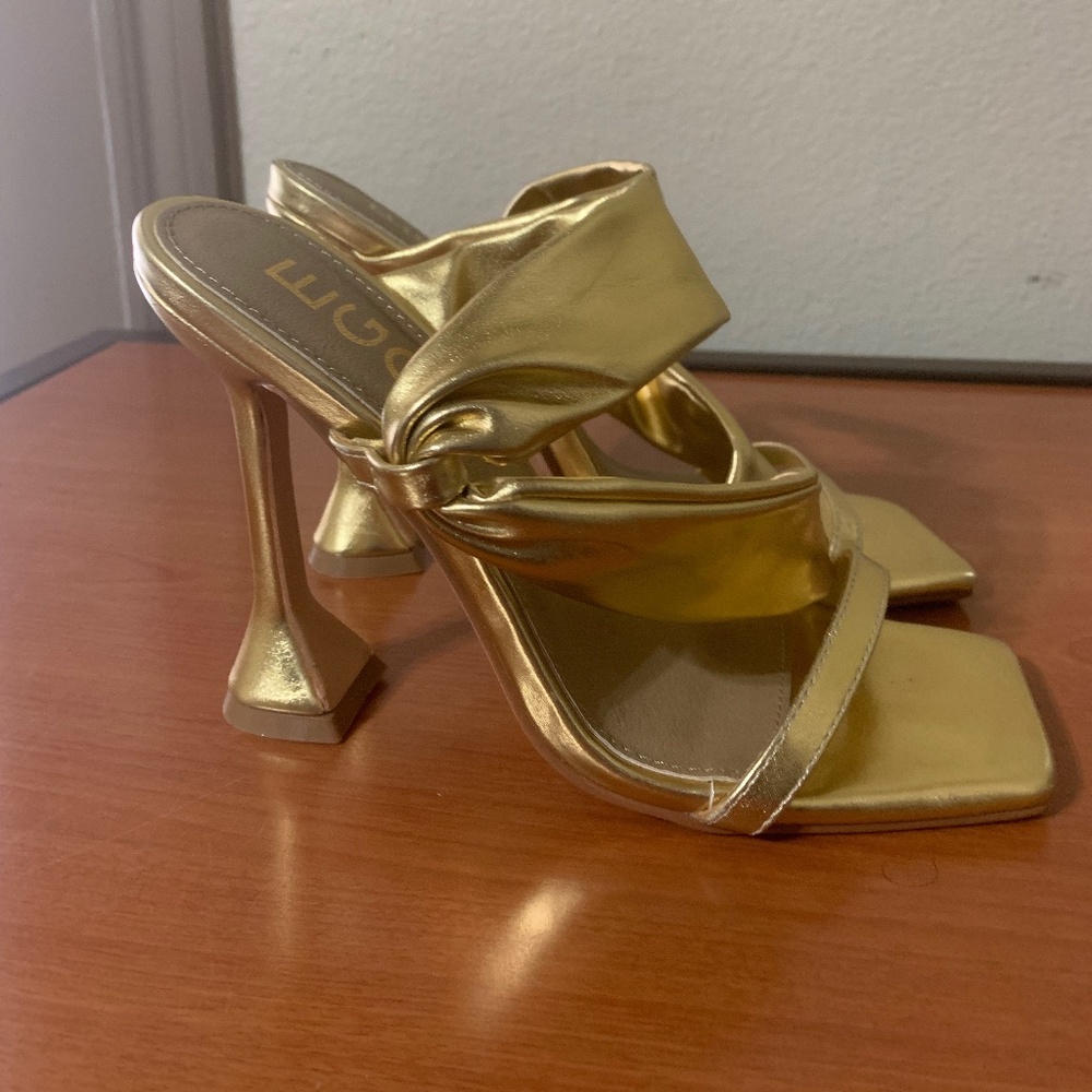 Gold Strap Mule Heels